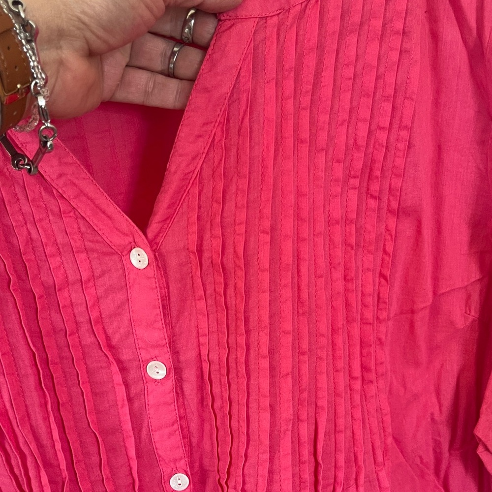 Avenue Vibrant Pink Button-Down Blouse - Picture 3 of 4